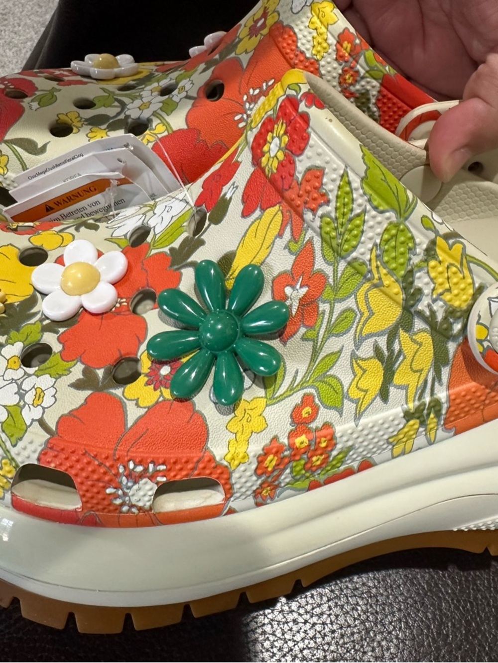 CROCS Floral Print Clog in Cream, Orange, Yellow and Green